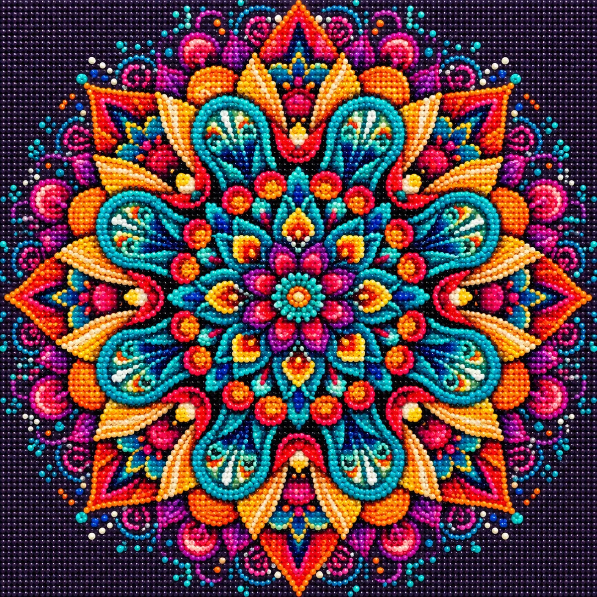 Green Flower Center Mandala Diamond Art Kit
