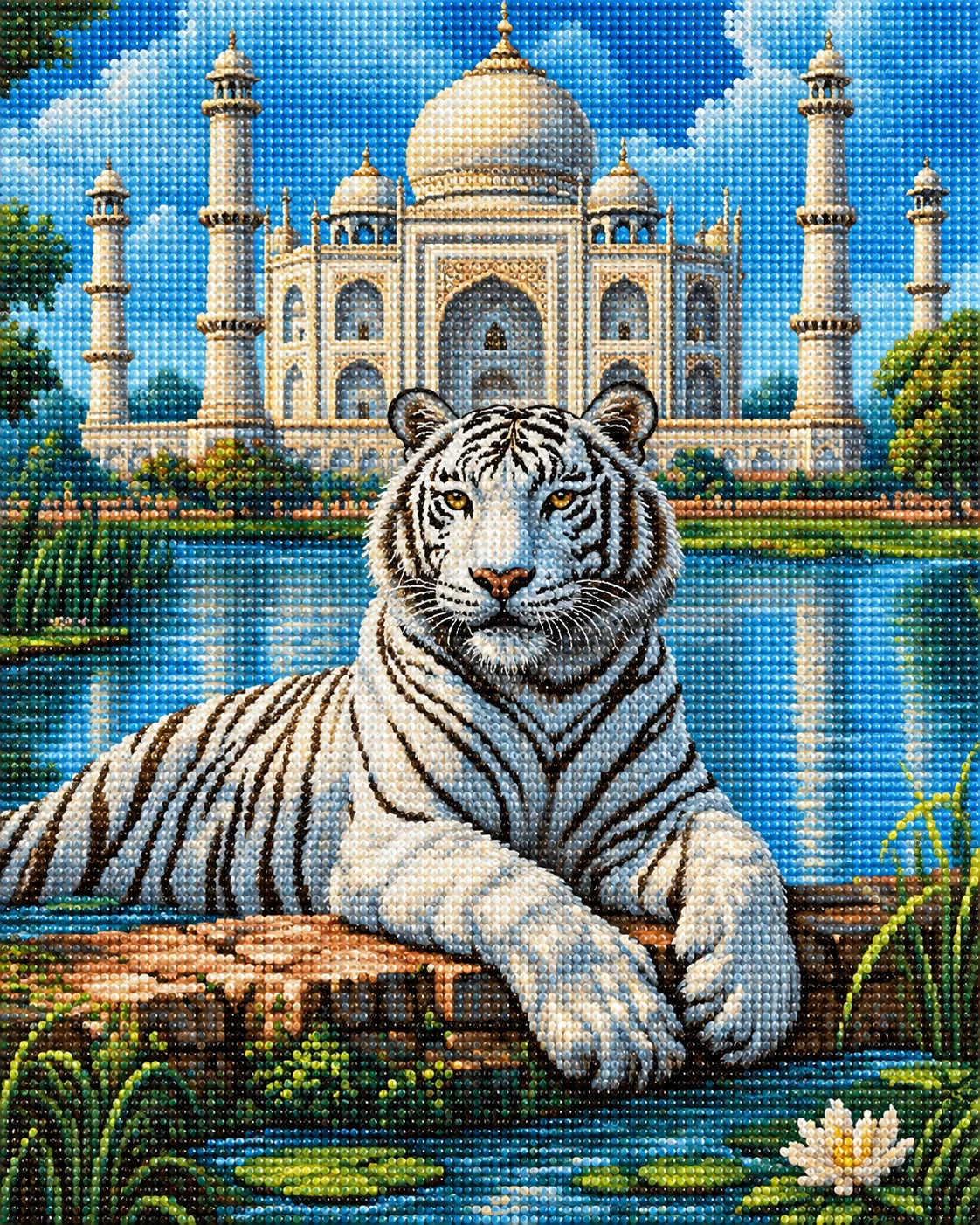 White Tiger Taj Mahal Diamond Art Kit