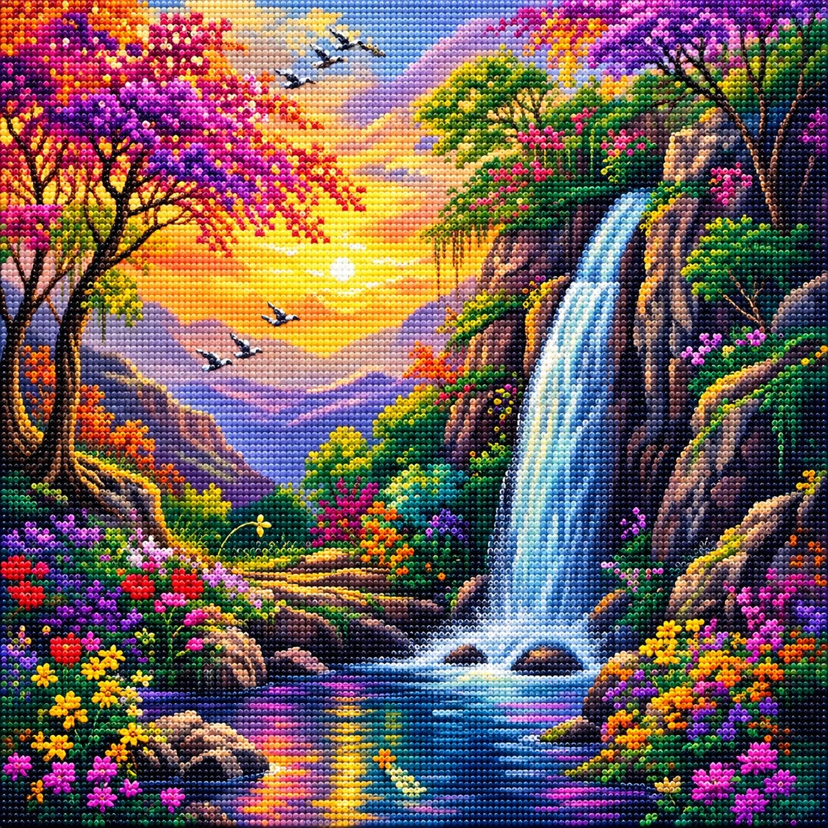 Waterfall In Spring Diamond Art Kit