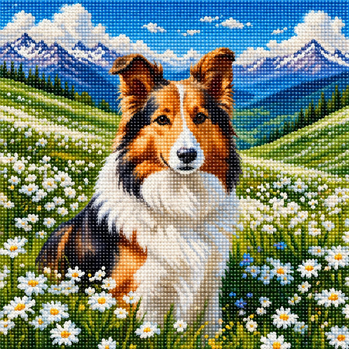 Collie In The Meadow Diamond Art Kit