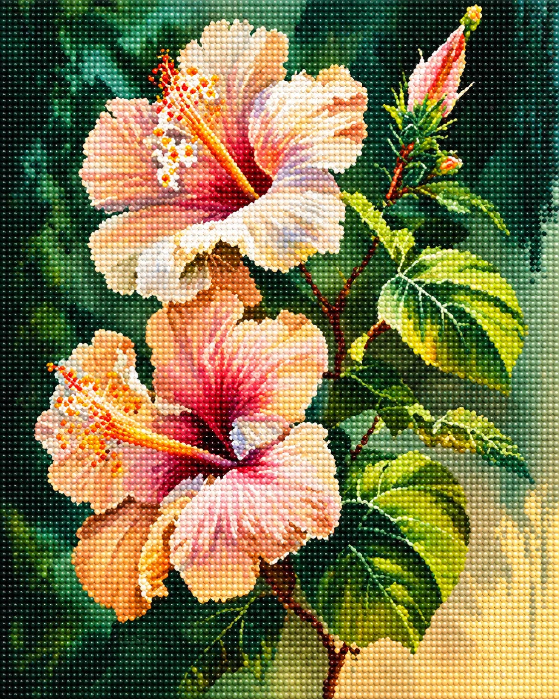 Pale Pink Hibiscus Diamond Art Kit