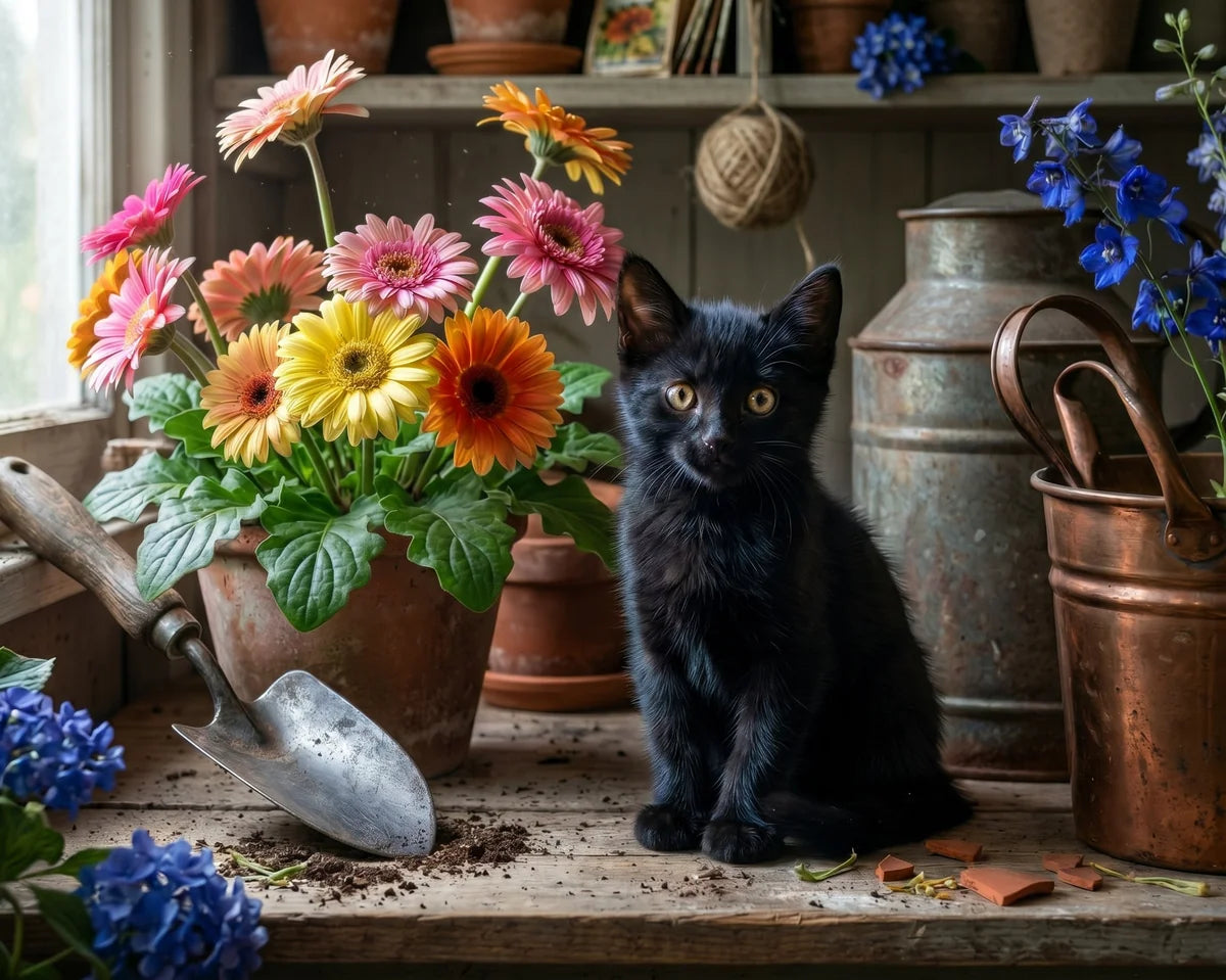 Kitten In The Garden Shed Diamond Art Kit