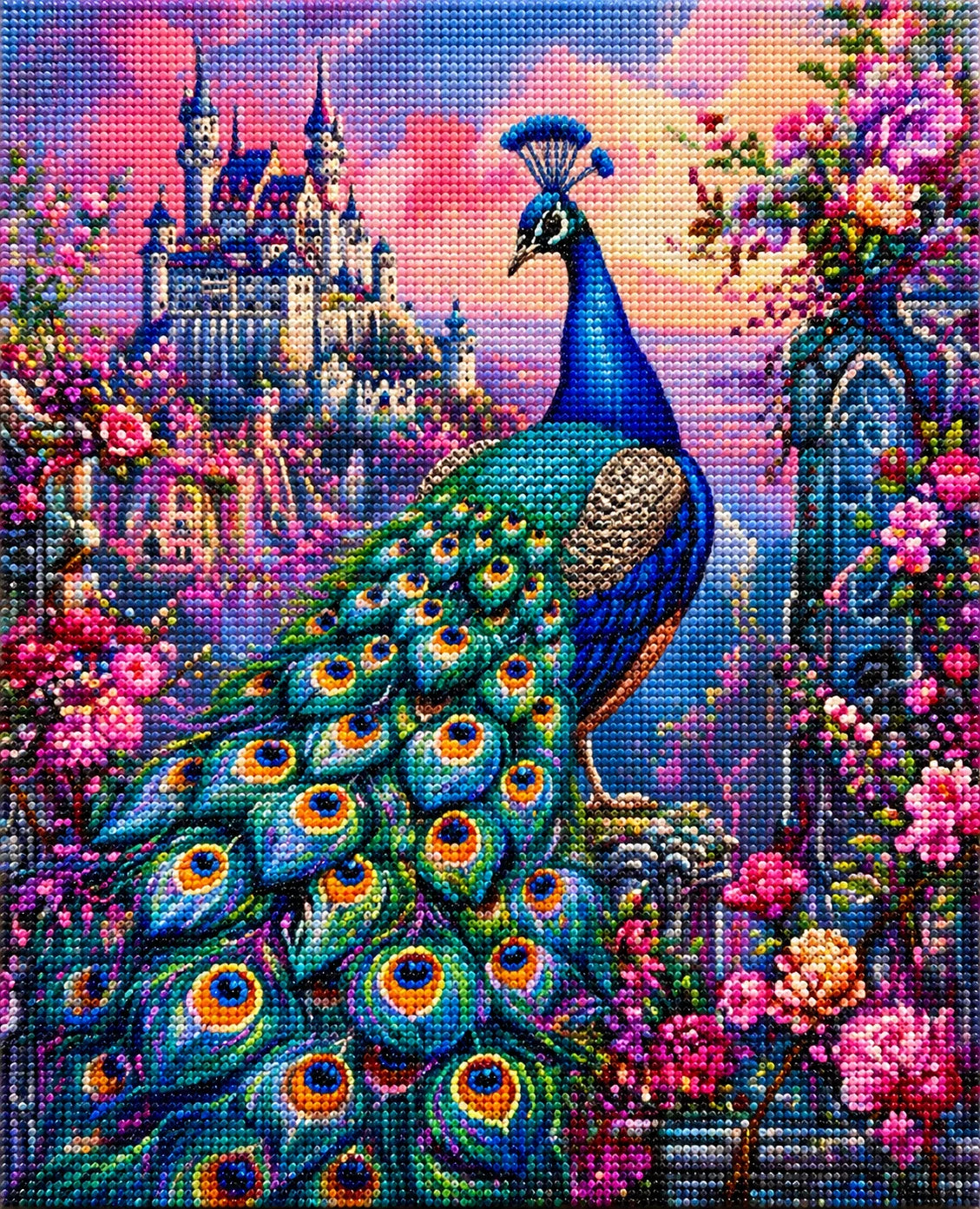 Beautiful Castle Peacock Diamond Art Kit