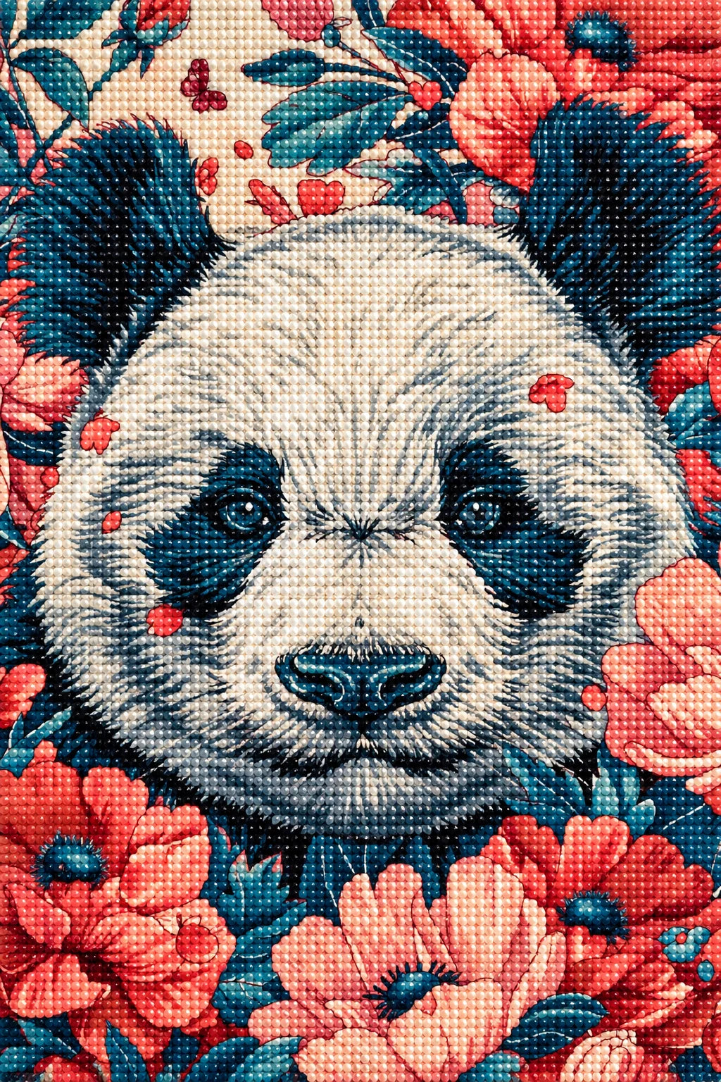 Panda In Light Flowers Diamond Art Kit