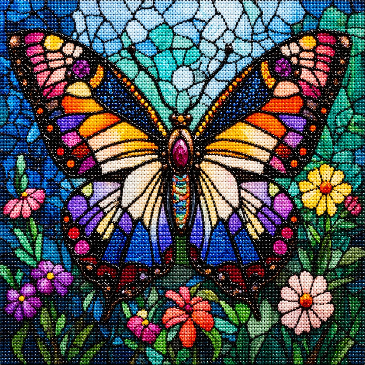 Green Abstract Background Butterfly Diamond Art Kit