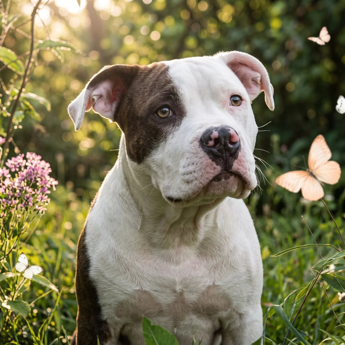 Pitbull Puppy Yellow Butterfly Diamond Art Kit