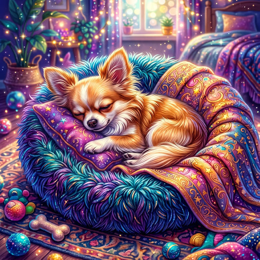 Sleeping Chihuahua Diamond Art Kit