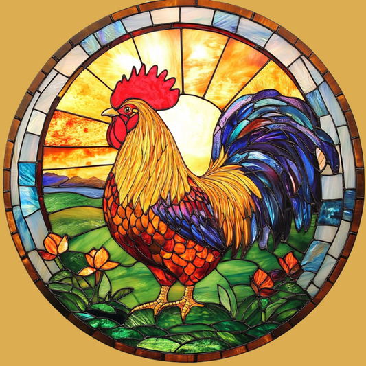 Abstract Colorful Rooster Circle Diamond Art Kit