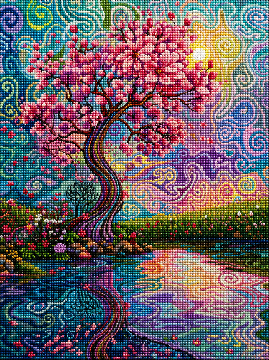 Abstract Sky Cherry Blossom Tree Diamond Art Kit