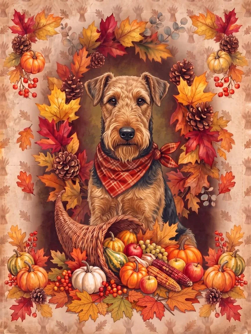 Airedale Terrier Cornucopia Diamond Art Kit