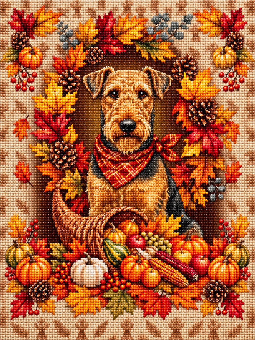 Airedale Terrier Cornucopia Diamond Art Kit