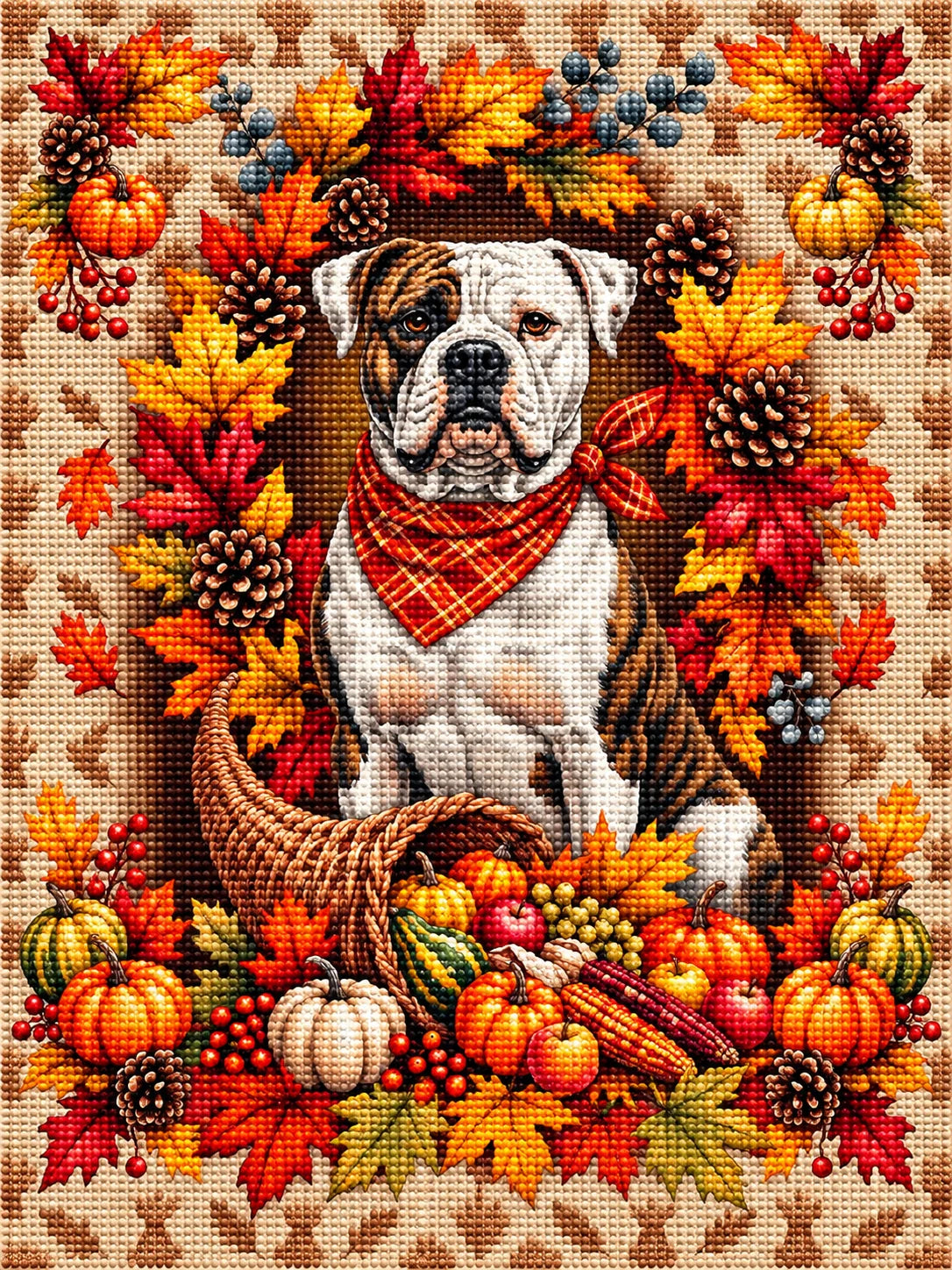 American Bulldog Cornucopia Diamond Art Kit