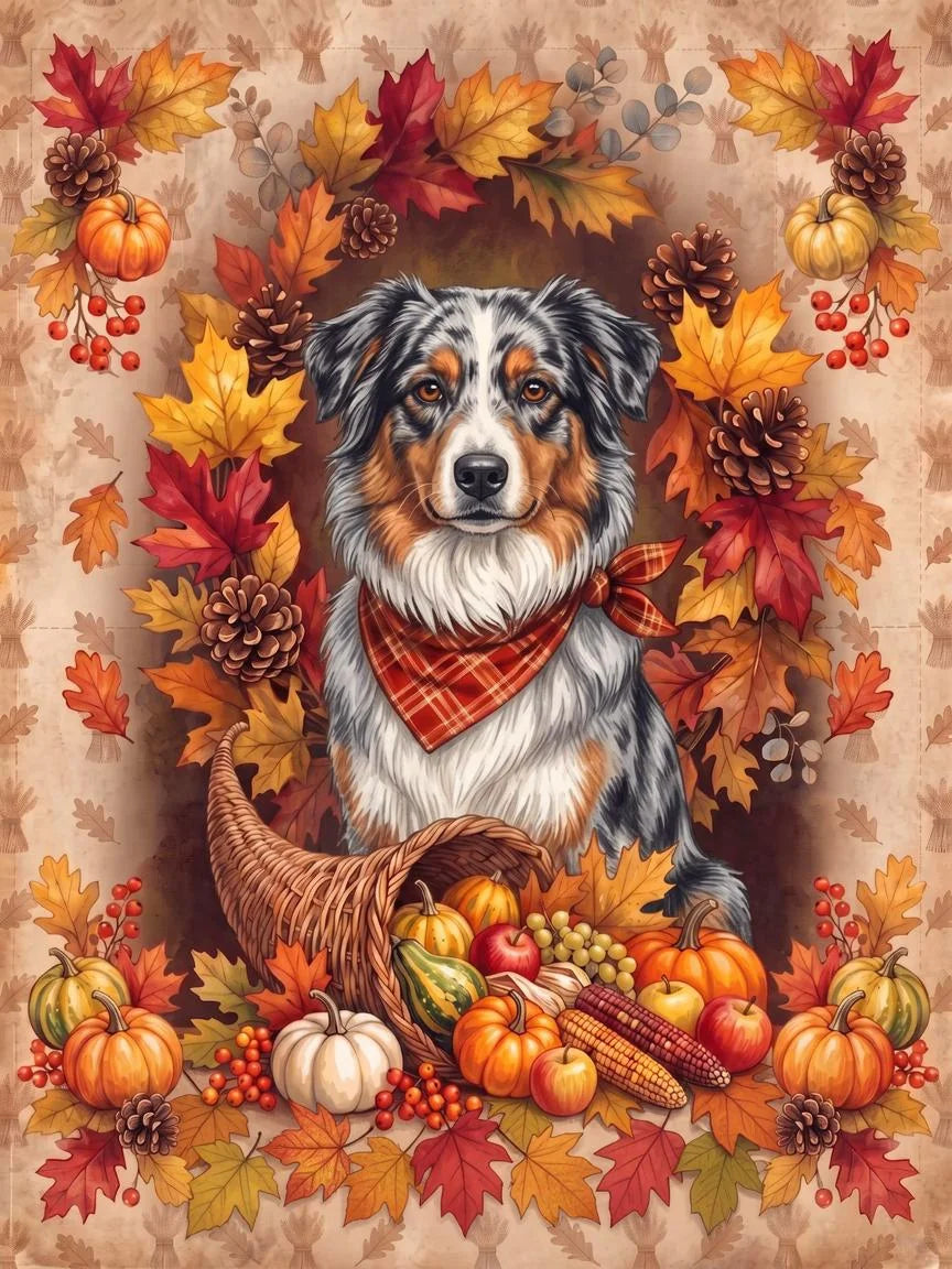 Australian Shepherd Cornucopia Diamond Art Kit