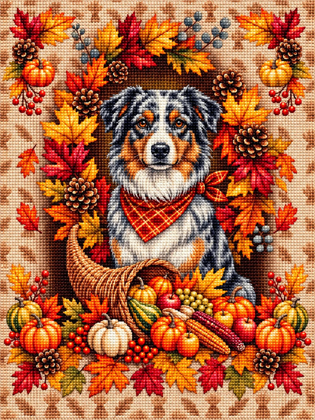 Australian Shepherd Cornucopia Diamond Art Kit