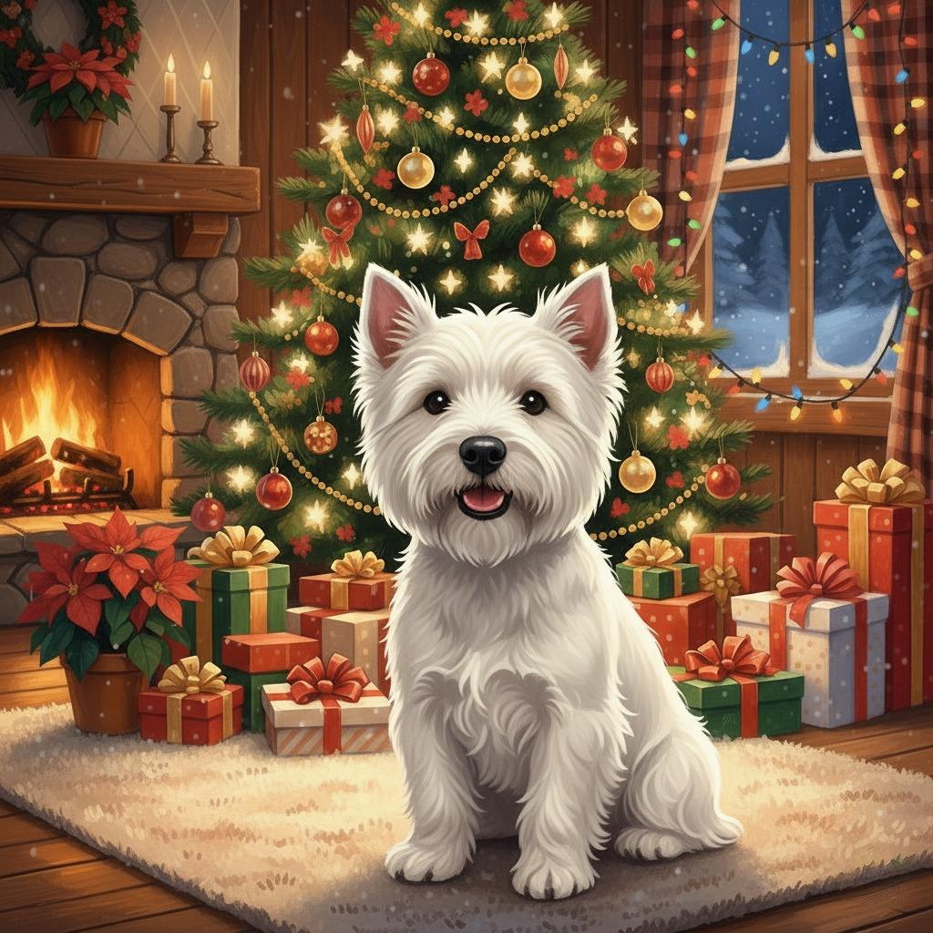 Christmas Tree Westie Diamond Art Kit