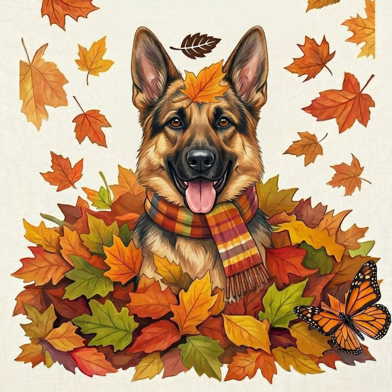 Falling Leaves German Shepherd Diamond Art Kit