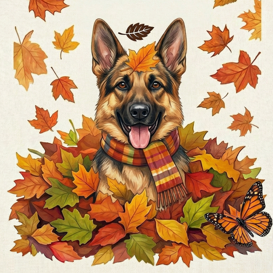 Falling Leaves German Shepherd Diamond Art Kit