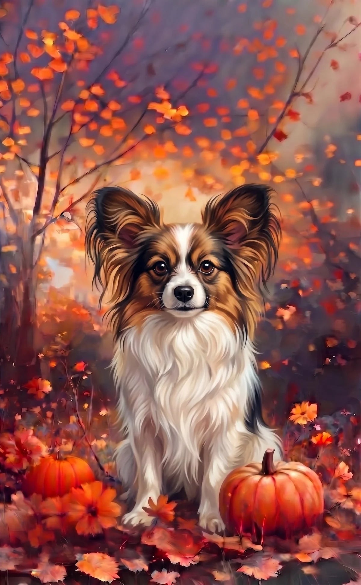 Fall Papillon With Pumpkins Diamond Art Kit