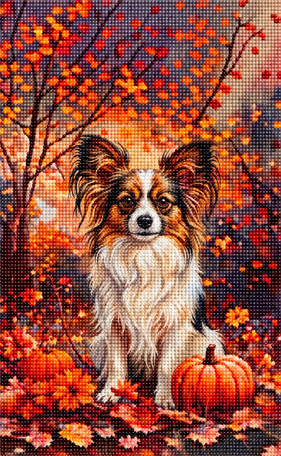 Fall Papillon With Pumpkins Diamond Art Kit