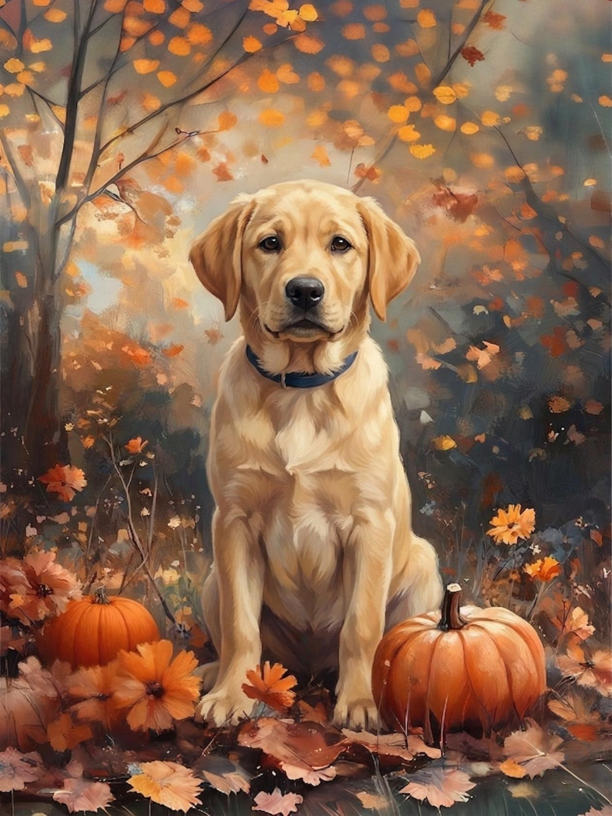 Fall Yellow Labrador Retriever Diamond Art Kit