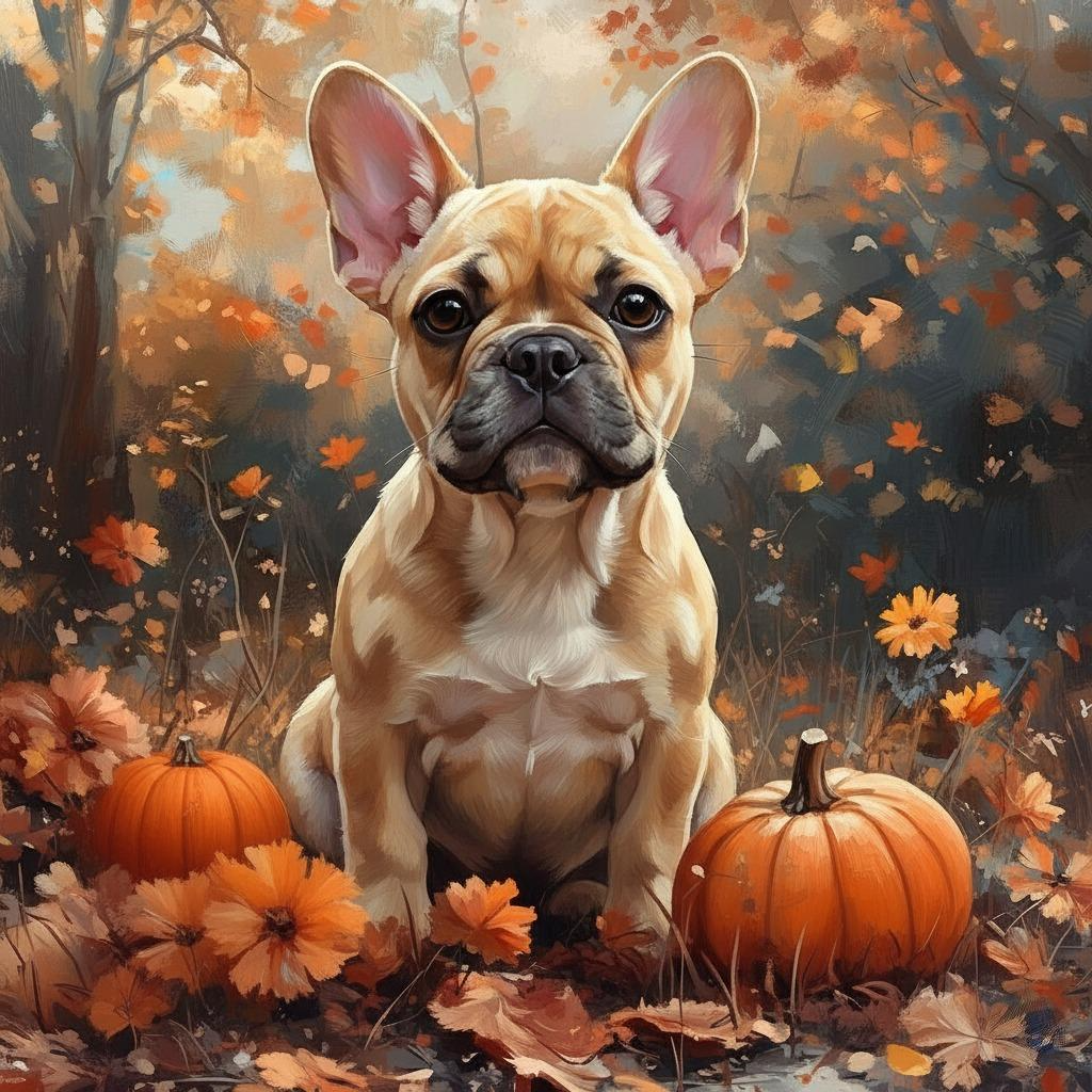 French Bulldog in Pumpkins Diamond Art Kit
