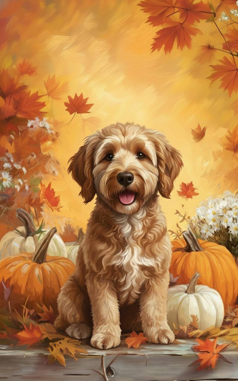 Golden Noodle and Four Pumpkins Diamond Art Kit