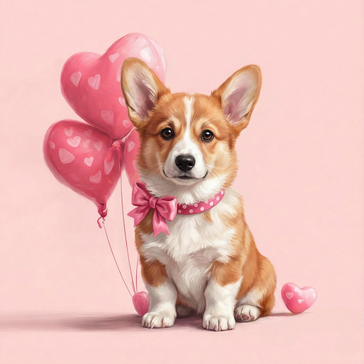 Heart Balloons Corgi Diamond Art Kit