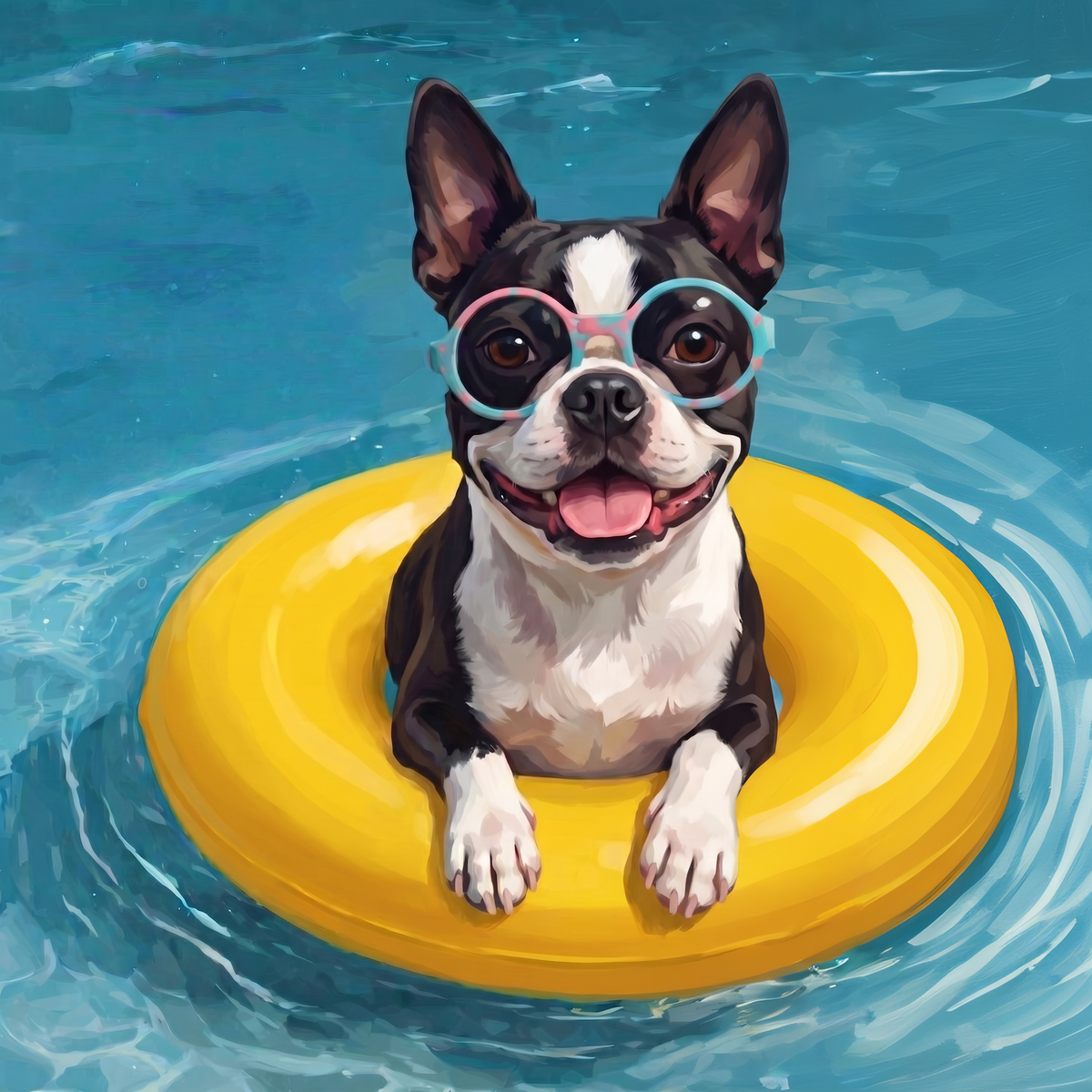 Hello Summer Black And White Boston Terrier Diamond Art Kit