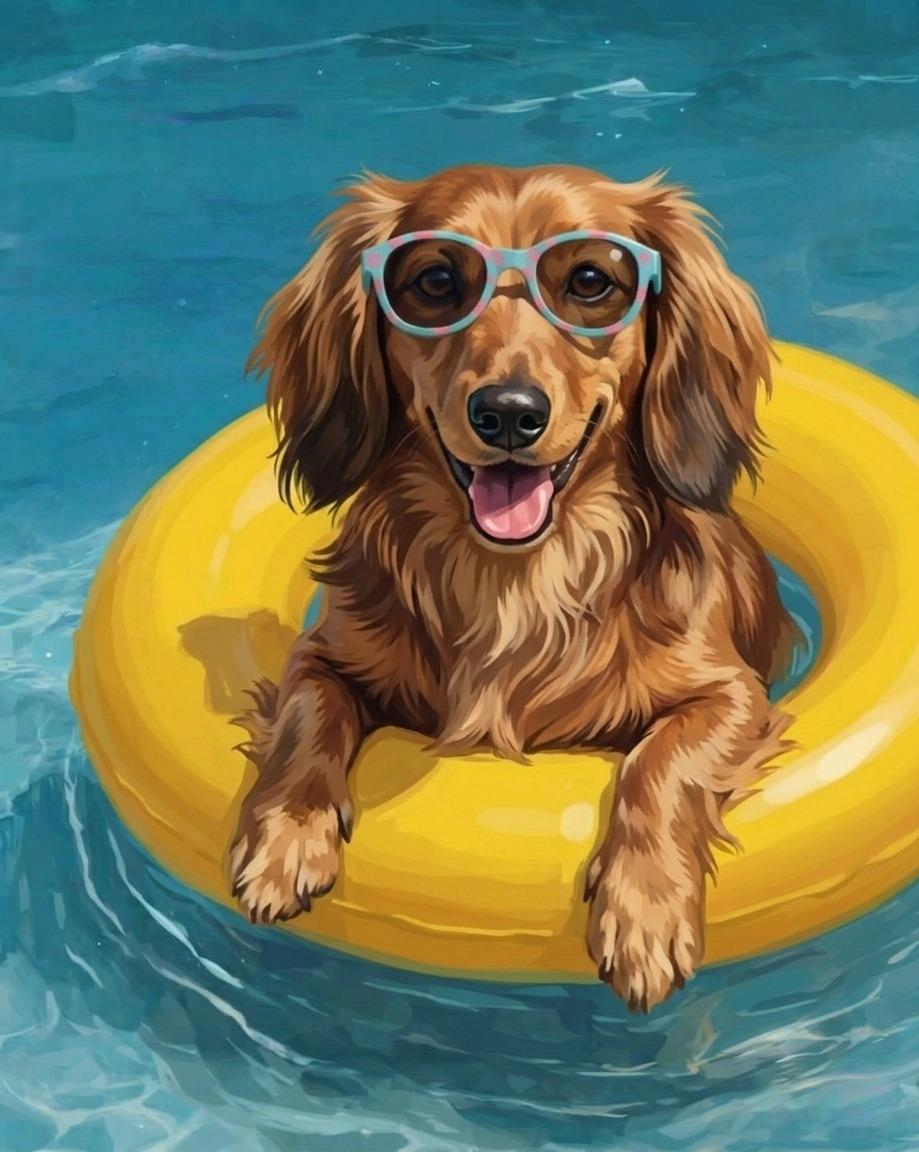 Hello Summer Long Hair Dachshund Diamond Art Kit