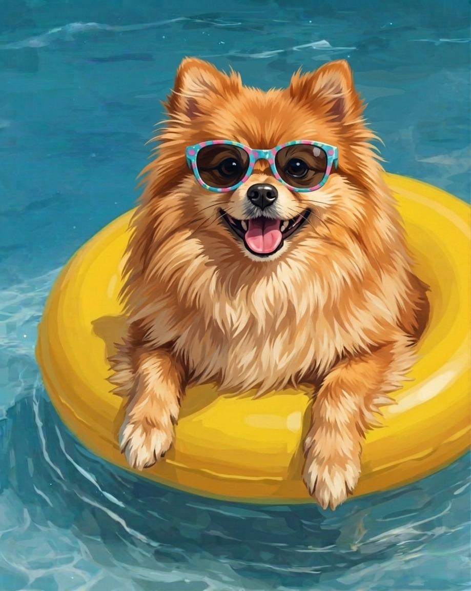 Hello Summer Pomeranian Diamond Art Kit — diamond art kit canvas