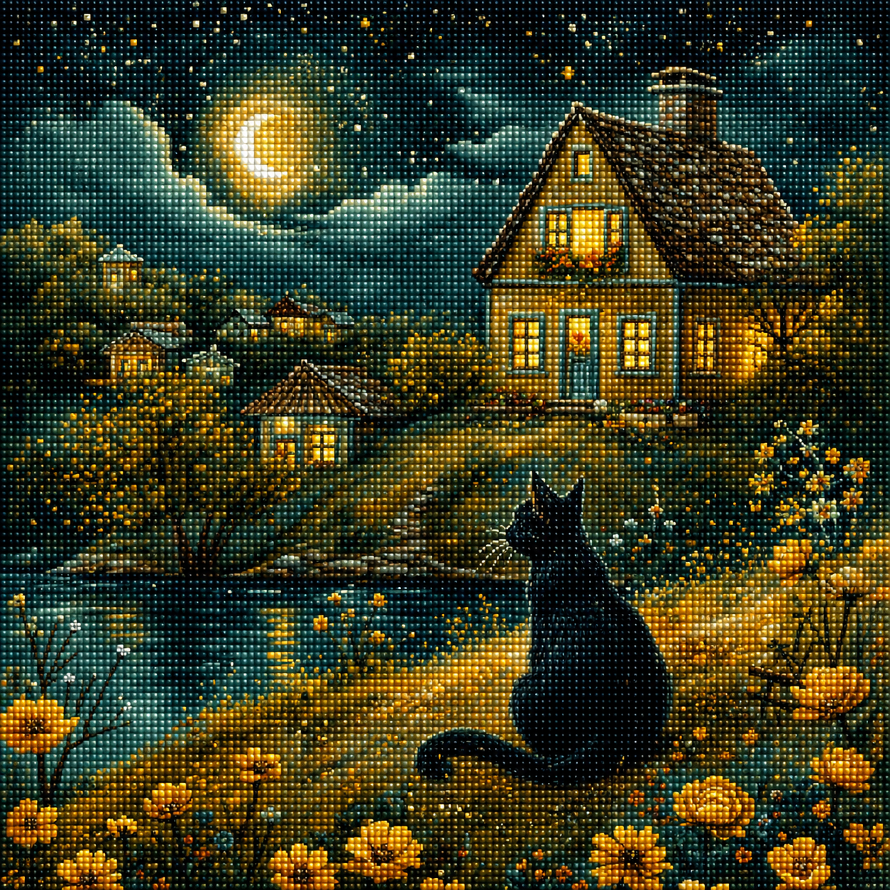 Hillside Black Cat Diamond Art Kit