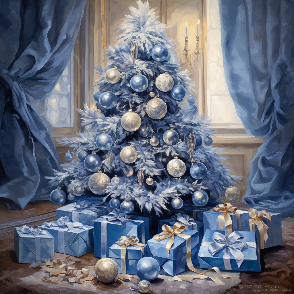 Light Blue and White Christmas Tree Diamond Art Kit