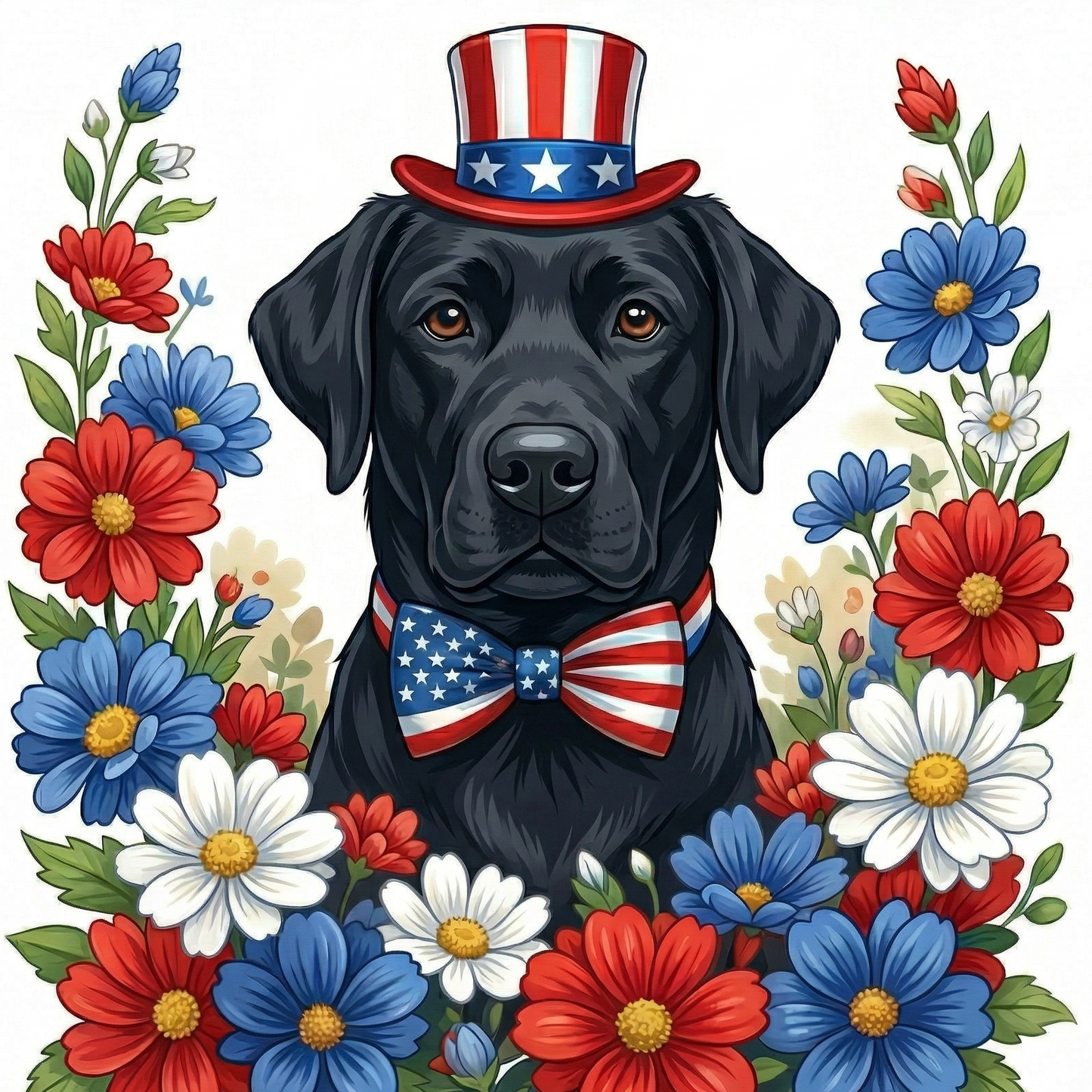 Patriotic Black Labrador Diamond Art Kit