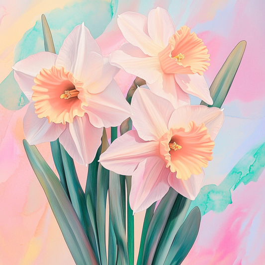 Pink Daffodil Watercolor Diamond Art Kit