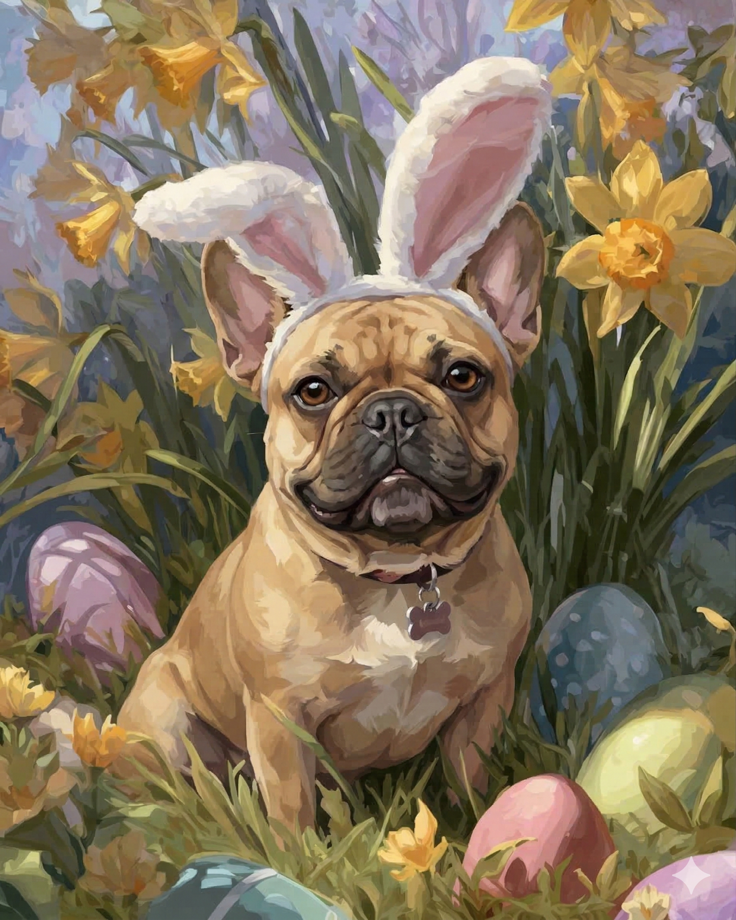 Pink Bunny Ears French Bulldog Diamond Art Kit