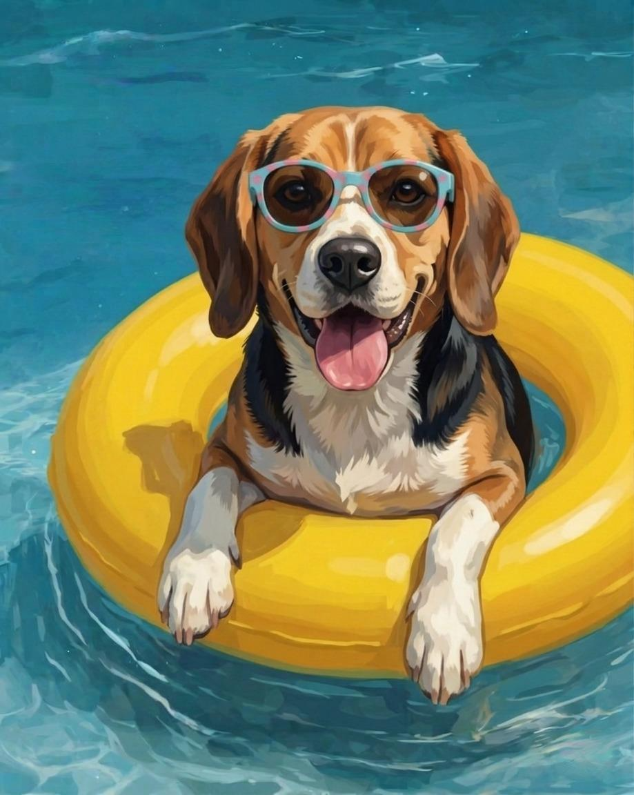 Pool Time Beagle Diamond Art Kit