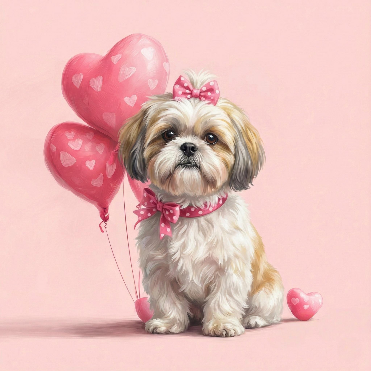 Shih Tzu and Heart Balloons Diamond Art Kit