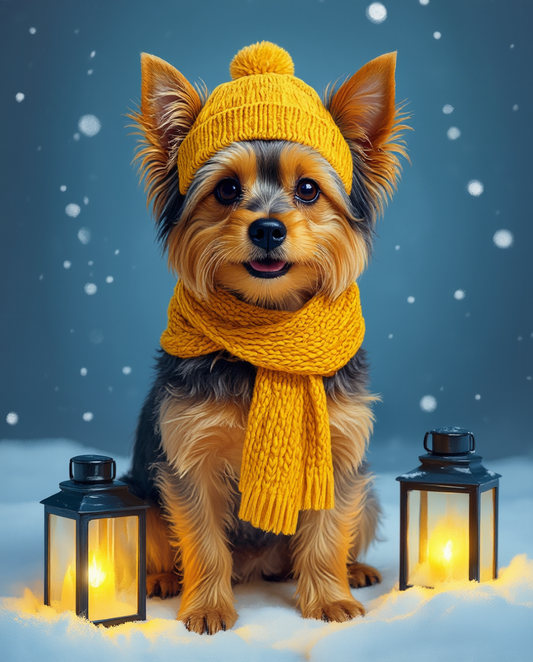 Winter Lantern Yorkshire Terrier Diamond Art Kit