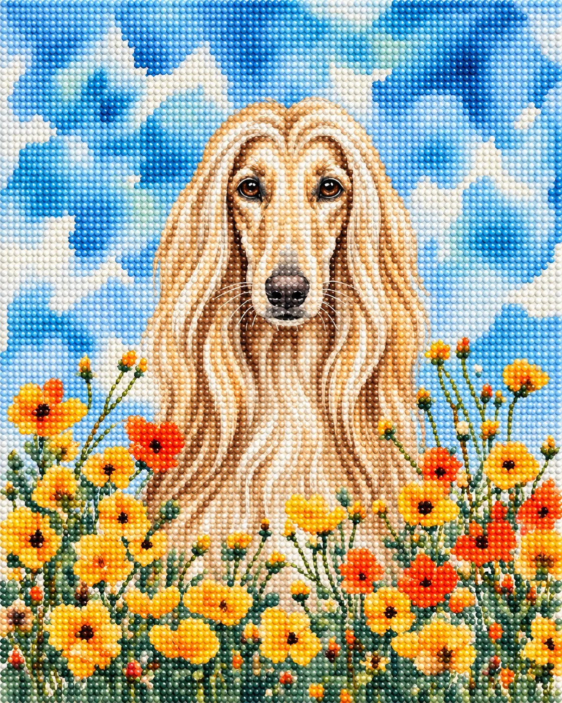 Yellow Poppies Afghan Hound Diamond Art Kit