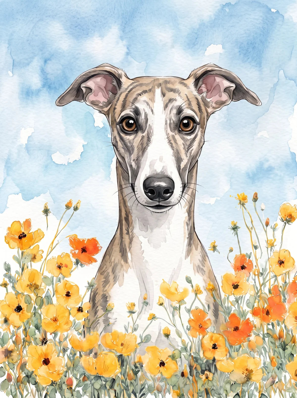 Yellow Poppies Whippet Diamond Art Kit