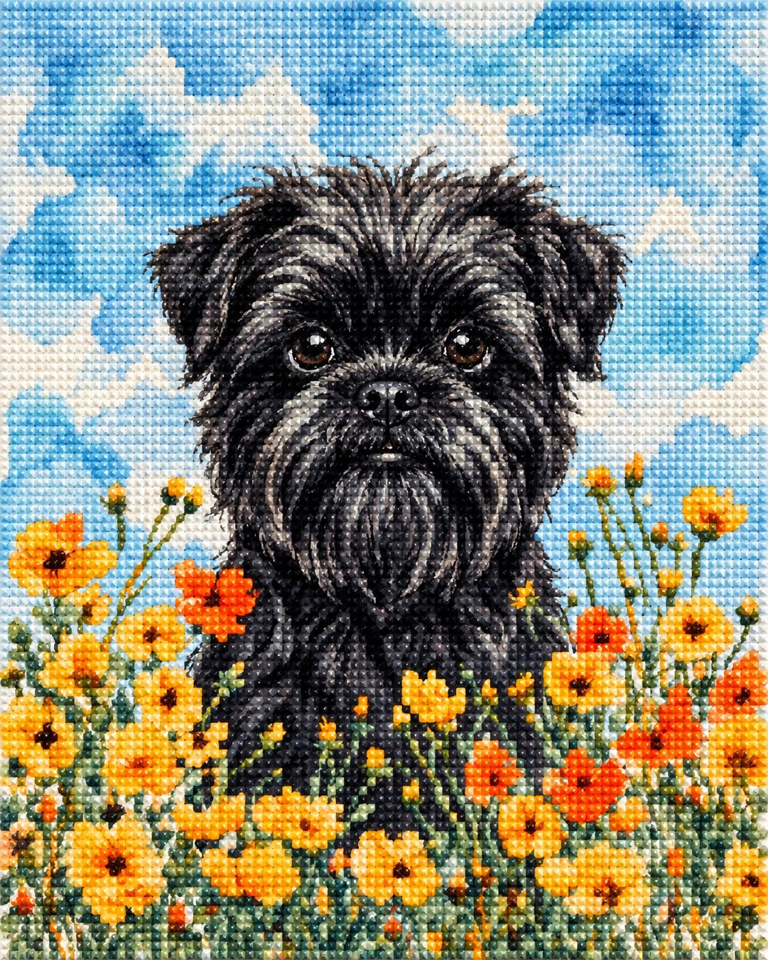 Yellow Poppies Affenpinscher Diamond Art Kit