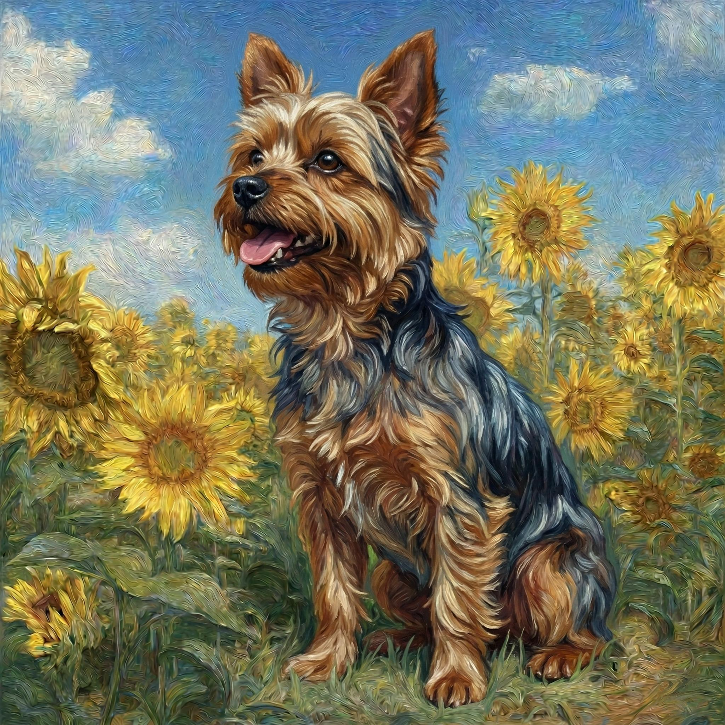 Yorkie Side Profile in Sunflowers Diamond Art Kit
