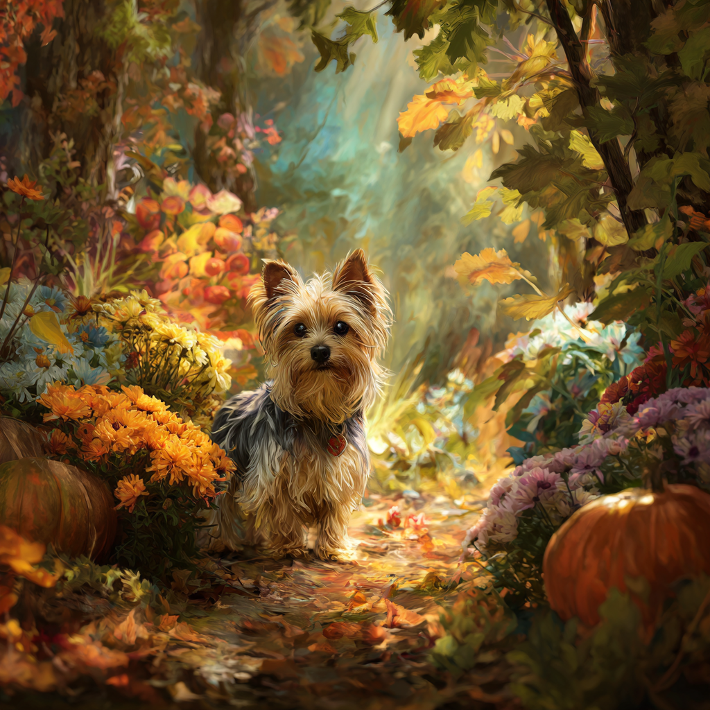 Yorkshire Terrier Fall Forest Diamond Art Kit