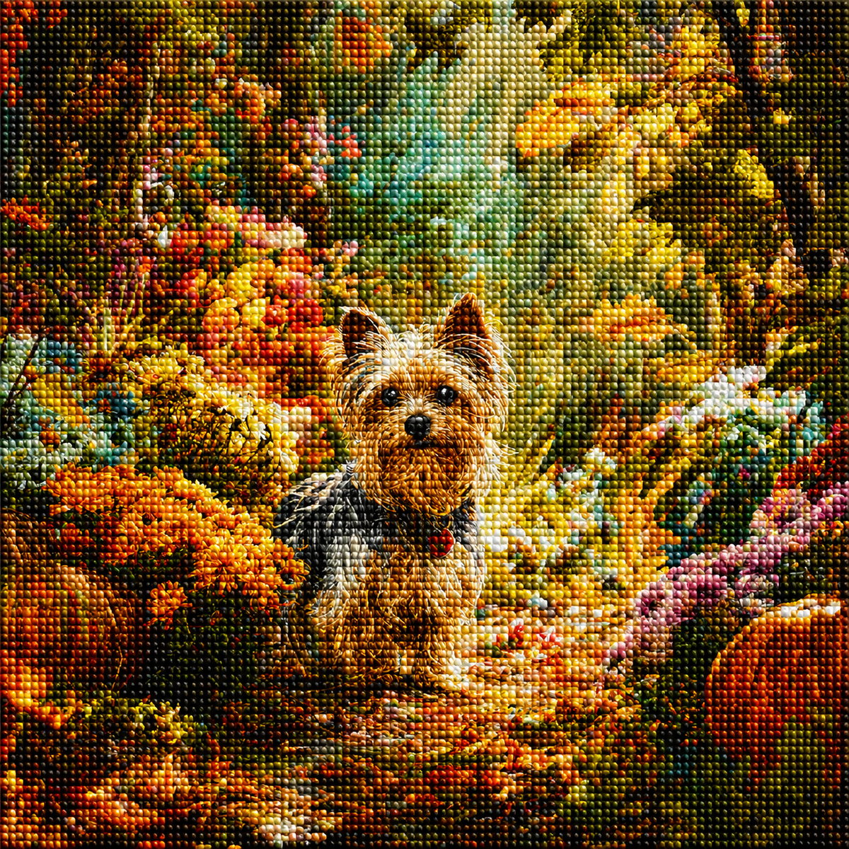 Yorkshire Terrier Fall Forest Diamond Art Kit — diamond art kit canvas