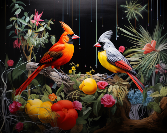 Abstract Birds on a Log Diamond Art Kit