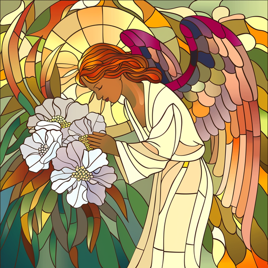 Abstract Angel and Flowers Diamond Art Kit