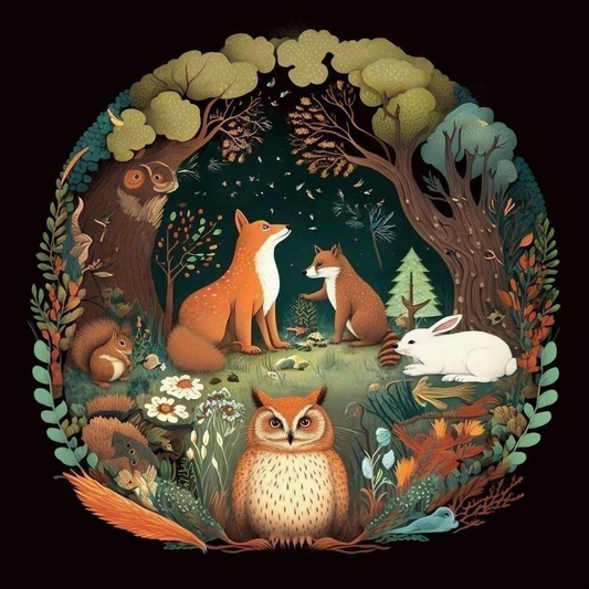 Abstract Animal Forest Circle Diamond Art Kit