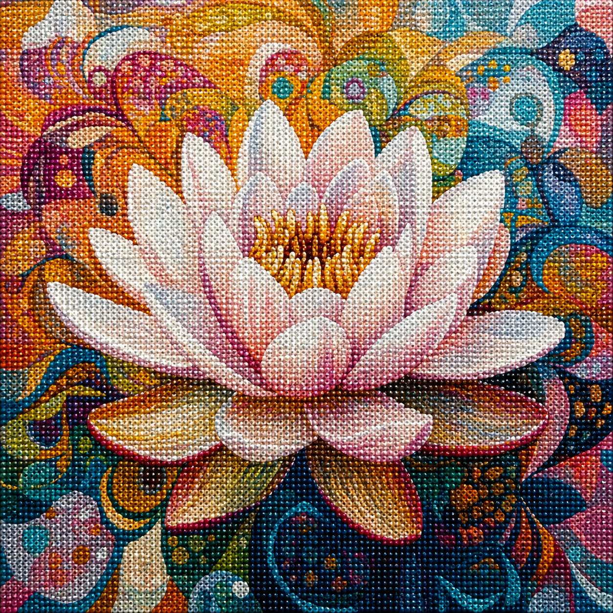 Abstract Background Lotus Flower Diamond Art Kit