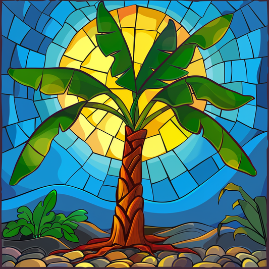 Abstract Banana Tree Sun Diamond Art Kit