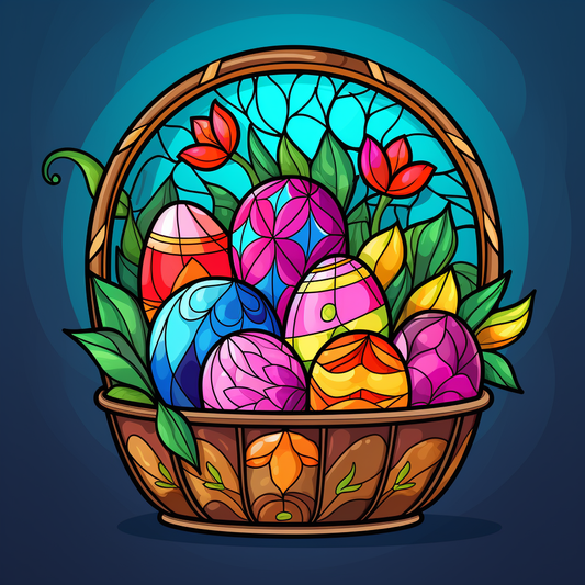 Abstract Basket of Easter Eggs Diamond Art Kit